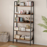 GARVEE Bücherregal, 5 Ebenen, Metall, Industrial-Design, Braun – für Wohnzimmer & Büro