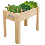 Garvee Holz-Hochbeet 86 × 46 × 76 cm mit Standbeinen, Stoffeinlage, Drainageöffnungen und 3 Werkzeughaken, für Balkon, Terrasse und Garten, Naturfarben - Naturfarben