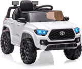 Garvee Toyota Tacoma Kinder Elektroauto 12 V mit Fernbedienung, Federung, verstellbarem Sicherheitsgurt, Sanftanlauf und LED-Scheinwerfern - Weiß