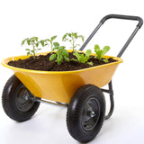 Garvee Schubkarre mit Doppel-Luftreifen, 113 L Gartenkarre bis 272 kg mit kippbarer Polywanne für Garten und Hof, Gelb - Gelb