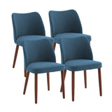 Garvee Esszimmerstühle 4er-Set, moderne Polsterstühle mit Stoff, Flügelrückenlehne & Holzbeinen, Blau, gepolstert - Blau