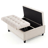 Garvee Großer 36" Quadratischer Ottoman Mit Stauraum & Lift-Top Für Wohnzimmer, 35.5x35.5x18.3 Zoll, Leinenbezug, Holzbeine - Beige