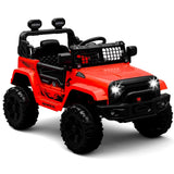 Garvee Kinder Elektroauto 12 V mit 2 × 35 W Doppelmotor, Eltern-Fernbedienung, Softstart, Federung, LED-Licht und Musik, Geländewagen für Kinder von 3–8 Jahren - Rot