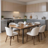 Garvee Esszimmerstühle 6er-Set, moderne Polsterstühle mit Stoff, ergonomischer Rückenlehne & Holzbeinen, Beige, gepolstert