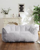 Garvee Großes 2-Personen Sofa aus Kunstleder, 155 × 100 × 80 cm, rahmenlos, für Wohnzimmer, Hellgrau