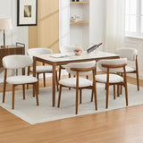 Garvee Esszimmerstühle 6er-Set, moderne Polsterstühle mit ergonomischer Rückenlehne & Holzbeinen, Beige, gepolstert