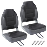 GARVEE 2er-Set klappbare Bootssitze mit hoher Rückenlehne, Gepolsterte Bootsstühle aus wasserfestem PVC, mit Edelstahlbeschlägen für Angeln & Freizeit, Grau - Grau