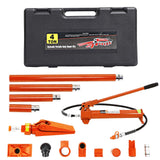 Garvee 4 t Hydraulik-Richtsatz, 15-teilig mit Handpumpe, 1,4 m Hydraulikschlauch, Spreizer, Verlängerungen und HDPE-Kunststoffkoffer, Orange - Orange