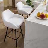 Garvee Barhocker-Set, 2er-Set, stabile Metallbeine, 66 cm, für Küche und Hausbar, Weiß - Weiß