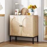 Garvee Sideboard, 80 × 40 × 83 cm, mit Stauraum, mit Schubladen, pflegeleicht, MDF & Bambus, Modern, Naturholz - Naturholz