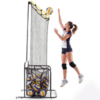 Garvee Volleyball-Zuspieltrainer mit Ballkorb, 5 Höhenstufen 204–274 cm, 5 Winkel 50°–140°, Rollen mit Bremse, für Halle & Outdoor