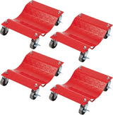 Garvee Rangierhilfe PKW 4er-Set, Robuste Radroller aus Manganstahl mit 360° Lenkrollen und 2722 kg Tragkraft, Fahrzeug Rangierroller für Garage, Werkstatt und Kfz-Service, Rot - Rot