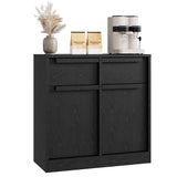 Garvee Sideboard 80 cm breit, Buffetschrank aus Holz mit 2 Schubladen und 2 Türen, geschlossener Stauraum für Geschirr, Textilien und Küchenzubehör, rustikale Kommode für Küche und Esszimmer - Schwarz