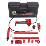 Garvee 4 t Hydraulik-Richtsatz, 15-teilig mit Handpumpe, 1,4 m Hydraulikschlauch, Spreizer, Verlängerungen und HDPE-Kunststoffkoffer, Rot - Rot