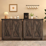Garvee Sideboard mit 2 Türen, 2er-Set, verstellbare Regale, für Wohnzimmer und Esszimmer, Dunkle Eiche - Dunkle Eiche