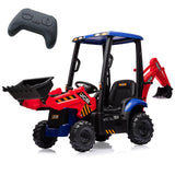 Garvee JCB Kinder Elektro-Bagger 12V 7Ah, 4-in-1 Baufahrzeug mit Fernbedienung, 2×25W Motoren, EVA-Rädern & Sonnendach, für Kinder 3–8 Jahre, Rot - Rot