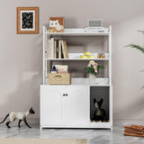 Garvee Katzenklo-Schrank mit 2 Türen, 57,4 × 42,4 × 55,1 cm, für Wohnzimmer und Flur, Weiß - Weiß