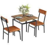 Garvee Essgruppe 3-teilig für 2 Personen, 1 Tisch + 2 Stühle, Stühle unter dem Tisch verstaubar, MDF & Metall, Braun, gepolstert - Braun