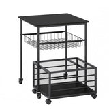 Garvee Aufbewahrungsschrank 50 × 50 × 64 cm, LED, Kippschutz, Rollen, Schwarz - Schwarz