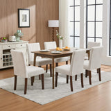 Garvee Esszimmerstühle 6er-Set, Parsons Polsterstühle mit ergonomischer Rückenlehne & Gummibaumholzrahmen, Beige, gepolstert - Beige