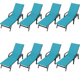 GARVEE Verstellbare Gartenliege 8er-Set, 5-fach Verstellbare Rückenlehne, Atmungsaktives Textilene-Gewebe, Wetterfeste Metallstruktur für Terrasse, Pool und Garten, Himmelblau - Himmelblau