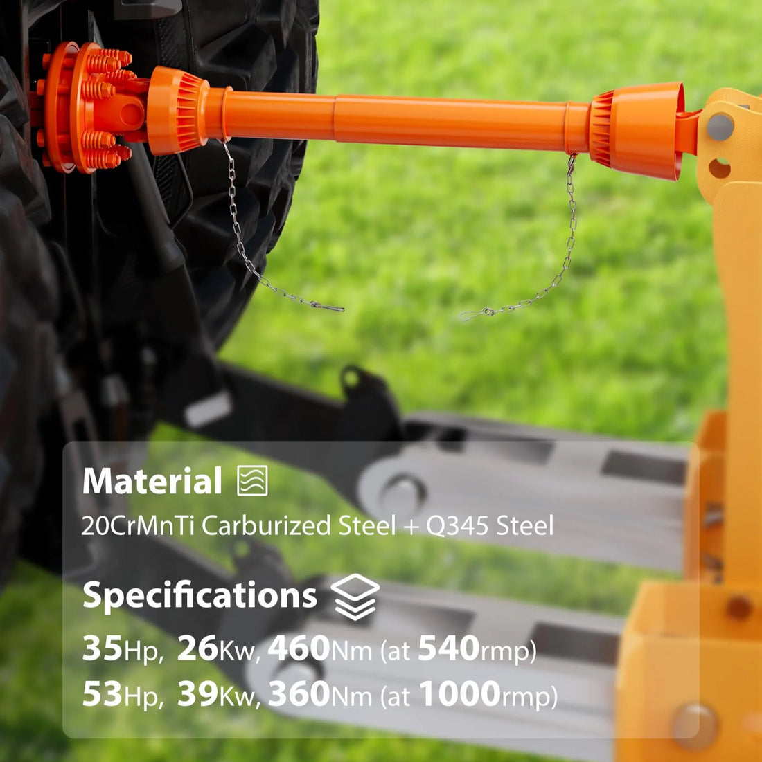 GARVEE PTO Gelenkwelle 80–105 cm, Serie 4, 6-Zahn, 35 mm Anschluss, Stahl-Zapfwelle für Traktor, Mulcher & Landwirtschaft