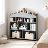 Garvee Kinderbücherregal aus MDF, Kinderregal in Grau mit offenen Bücherfächern, frontalem Buchdisplay und Wandbefestigung, Bücheraufbewahrung für Kinderzimmer und Spielzimmer - Grau