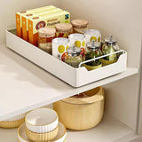 Garvee Ausziehbarer Schrank-Organizer 20 × 43 cm aus Kohlenstoffstahl, Schubladen-Organizer mit Stauraum für Küche und Bad, Weiß - Weiß