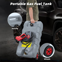 Garvee Mobiler Kraftstoffkanister 57 L mit Rädern und Handpumpe, Tragbarer Benzinkanister für Auto, Boot, Rasenmäher, ATV und Landwirtschaft, Grau