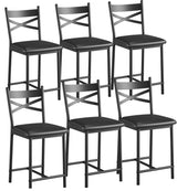 Garvee Barhocker 6er-Set, 66 cm Tresenhocker mit Rückenlehne, Metallrahmen, Schwarz, gepolstert