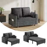 Garvee 3-in-1 Schlafsofa aus Teddystoff, ca. 142 cm, USB-Ladeanschluss, Stahlrahmen, für kleine Räume, Dunkelgrau - Dunkelgrau