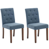 Garvee Esszimmerstühle 2er-Set, gepolstert mit Leinen, ergonomische Rückenlehne, Holzbeine, Modern, Blau - Blau