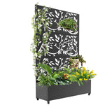 Garvee Metall Gartensichtschutz Mit Rollen Verzinkter Stahl Privacy Screen & Pflanzkasten Mobil Für Balkon Und Terrasse Rostfrei - Tree
