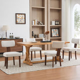 Garvee Esszimmerstühle 4er-Set, moderne Polsterstühle mit Kunstleder, gebogener Rückenlehne & Holzbeinen, Beige, gepolstert - Beige