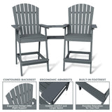 Garvee Adirondack Barhocker Set Aus Recyceltem Poly Für Terrasse Balkon Garten 2er-Set Dunkelgrau - Grau Foncé