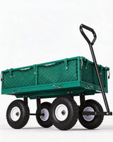 Garvee Gartenwagen mit abnehmbaren Gitterseiten, Mit Einlage, 4-Rad-Federung, Grün - Grün