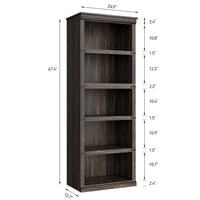 GARVEE Standregal, 5 Ebenen, 62 × 32 × 171 cm, MDF, Landhausstil, Dunkle Eiche – für Wohnzimmer & Büro