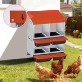 GARVEE 2-stöckiges Legenest für Hühner, 4 Fächer, Hühnernistkasten aus verzinktem Stahl mit Stützbeinen & herausnehmbarer Auffangschale, Abrollnest für 4–8 Hennen, Orange - Orange