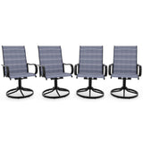 Garvee Patio Drehbare Outdoor Essstühle 4er Set Textilene Mesh Stahlrahmen Rostschutz Ergonomisch Komfort Garten Terrasse Schwarz - Blau Without Padded