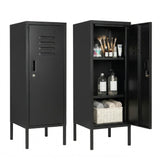 Garvee Metall-Schrank Mit Schloss, 2 Verstellbare Regale, Stahl, Belüftet, Geräuschgedämpft, Kippsicher Für Büro & Schule, Grau - Schwarz