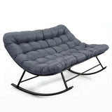 Garvee Papasan Schaukelstuhl Outdoor Mit Abnehmbarem Kissen, Ergonomisch, Wetterfest, Stahlrahmen, Rutschfest Für Terrasse Und Garten - Dunkelgrau
