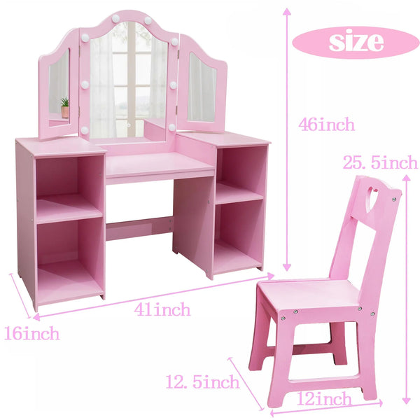 2-in-1 Schminktisch-Set mit Touch-Licht