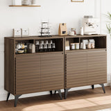 Garvee Aufbewahrungsschrank, 2-teiliges Set, mit Stauraum, mit verstellbaren Regalen, mit Soft-Close, Landhausstil, Walnussbraun - Walnussbraun