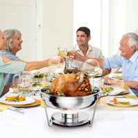 Garvee Chafing Dish 4er-Set mit je 4,7 L, runde Buffet-Speisenwärmer aus Edelstahl mit Deckel und herausnehmbaren Behältern für Catering, Hotel, Restaurant, Hochzeit und Bankett