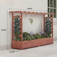 Garvee Hochbeet Mit Rankgitter & Dach, 201 × 43 × 114 cm, Tannenholz, Für Innen & Außen