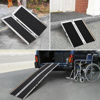 Garvee Rollstuhlrampe 60 cm, Faltbare Schwellenrampe aus Aluminium, Bis 272 kg Tragfähigkeit, Tragbare Auffahrrampe mit Griff für Türschwellen & Stufen