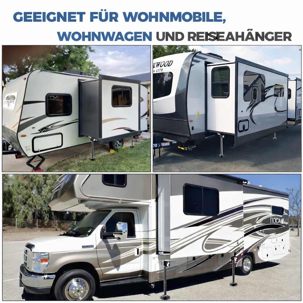 Garvee Wohnmobil-Stützfüße 4er-Set, Höhenverstellbare Wohnmobil- & Wohnwagenstützen 54–87 cm, Bis 2.268 kg Tragkraft pro Stütze, mit Bohrmaschinenadapter zur Stabilisierung beim Camping