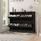 Garvee Schuhschrank, 4 Schubladen, verstellbare Einlegeböden, Kippschutz, Schwarz - Schwarz