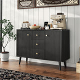 Garvee Sideboard Schwarz 120 x 40 x 82 cm mit 3 Schubladen, 2 Türen und verstellbaren Einlegeböden, moderne Kommode für Wohnzimmer und Esszimmer