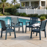 Garvee Outdoor Esszimmerstühle Set 4 HDPE Pulverbeschichtet Robuster Stahlrahmen Garten Terrasse Pool 22.8"D x 23.9"W x 35.6"H - Navy Blau